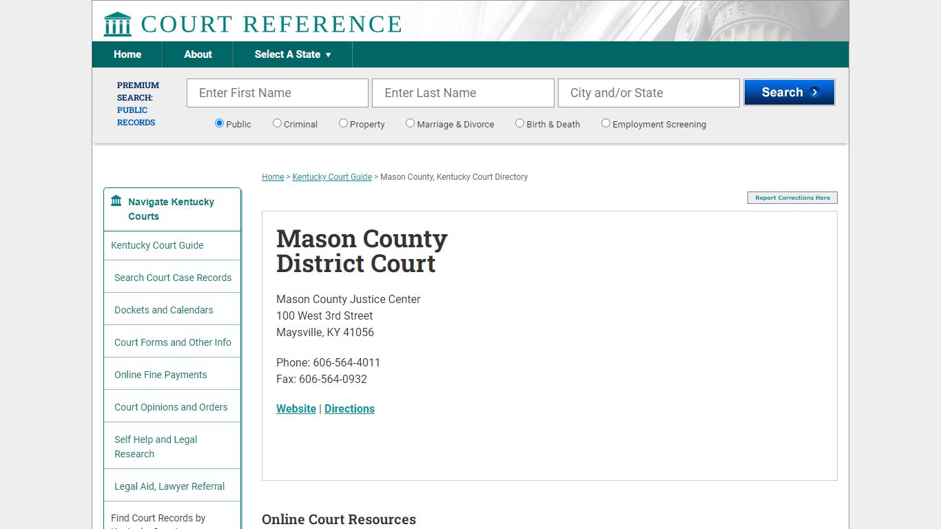 Mason County District Court - Court Records Directory